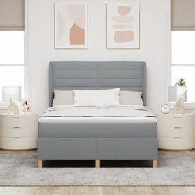 Boxspring Ágy Matracot Tartalmazó Világosszürke 140x200 cm Szövet
