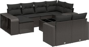 vidaXL 11 részes fekete polyrattan kerti ülőgarnitúra párnákkal