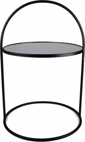 Dohányzóasztal Tükör Asztallap fekete matt átm. 42cm