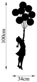 Fali dekoráció 100x34 cm lány fém