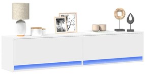 fehér falra szerelhető TV-szekrény LED-del 180 x 31 x 38 cm