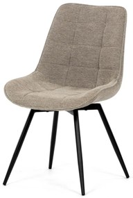 Scaun de sufragerie, tapițerie din material bej, picioare din metal negru, mecanism de rotire 90°/90° (stânga/dreapta) - funcție inversare