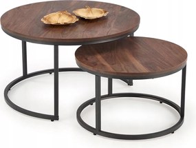 Dohányzóasztal kerek dió pad szett 2db-os Java étkező nappali