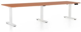 OfficeTech Long állítható magasságú asztal, 260 x 80 cm, fehér alap, cseresznye