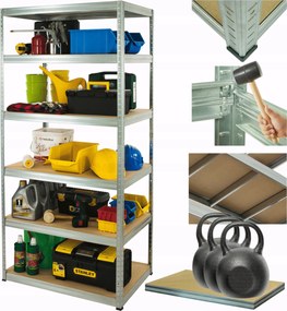 Horganyzott fém tároló állvány Helios 213x75x30cm 6Px350kg Tömör