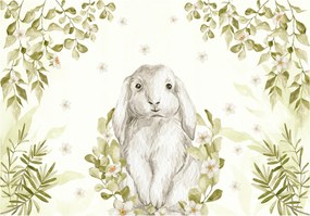 Fotótapéta Nyuszi virágokkal akvarell szoba 254x184 vinil +ragasztó