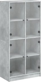 vidaXL betonszürke szerelt fa magasszekrény ajtókkal 68x37x142 cm
