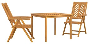 vidaXL Kert étkező szett 3 pcs Barna Tömör Akácfa