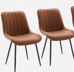 2 db műbőr étkezőszék, fém lábakkal, barna