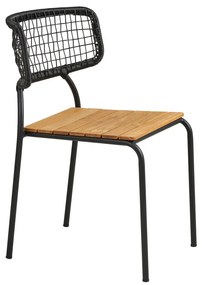 Nashville étkezőszék, teakfa, fekete kötél, fekete