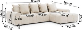 Bézs sarokkanapé (jobb oldali-heverő résszel) Albane – Ropez