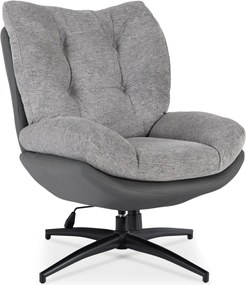 Forgó pihenőfotel lábtartóval szürke/fekete, FREMONT