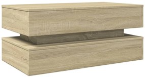 sonoma tölgy színű dohányzóasztal LED-lámpákkal 90x50x40 cm