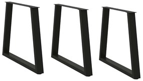 vidaXL 3 db V-alakú étkezőasztal láb fekete 70 x (72-73,3) cm acél étkezőasztal láb