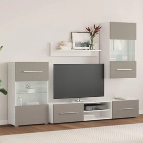 5 darabos TV-egység LED világítással kőszürke