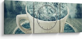 Kép - Téli világ egy bögrében (órával) (90x30 cm)