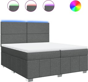 vidaXL sötétszürke szövet rugós ágy matraccal 200 x 200 cm