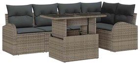 vidaXL Kerti Kanapé Szett párnával tárolóval 6 pcs Szürke Poli rattan