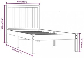 tömör fenyőfa ágy matrac nélkül 75 x 190 cm