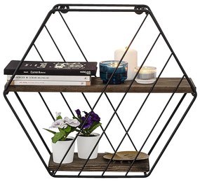 Barna többszintes lucfenyő fali polc 44 cm Liliales – Kalune Design