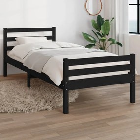 fekete tömör fa ágykeret 90 x 200 cm