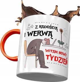 Narancssárga Bögre Vicces Hello Új Hét Nyomtatott Fotó