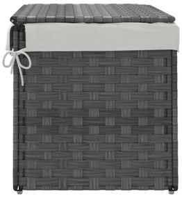 szürke polyrattan szennyeskosár fedéllel 55,5 x 35 x 34 cm