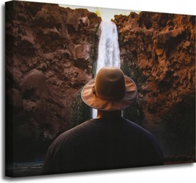 Vászonkép Emberek Vízesés Hegyek 50x40