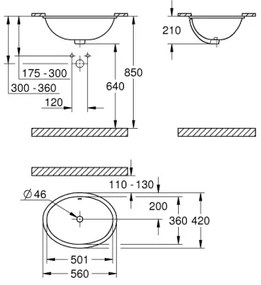 GROHE 39423000 - Beépíthető mosdó BAU CERAMIC 560 × 420 mm kerámia/fehér