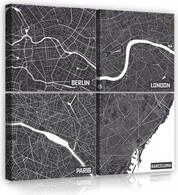 Vászonkép 50x50 Várostérkép Berlin London Párizs Barcelona urban minimalizmus