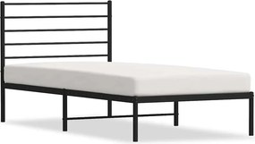 vidaXL fekete fém ágykeret fejtámlával 100 x 200 cm