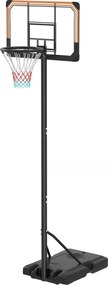 SPORTNOW Kosárlabda Gyűrű Kültéri Állvánnyal, 182-213 cm Magasságban Állítható Kosárlabdás Állvány Kerekekkel, Víz- vagy Homoktartályos Alap, Kosárlab