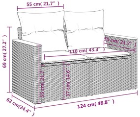 12 részes vegyes bézs polyrattan kerti ülőgarnitúra párnákkal