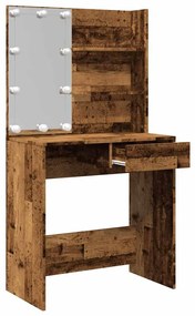 antik fa fésülködőasztal LED-del 74,5 x 40 x 141 cm
