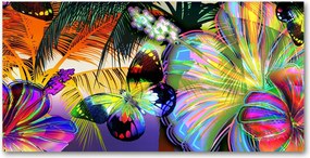 Fotó kép edzett üveg Virágok és pillangó 140x70