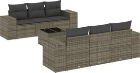 vidaXL 7 részes szürke polyrattan kerti ülőgarnitúra párnákkal