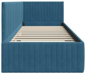 Sarokágy keret fejtámlával Kék 80 x 200 cm Bársony