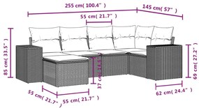 6 részes szürke polyrattan kerti ülőgarnitúra párnákkal