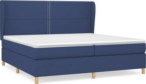vidaXL kék szövet rugós ágy matraccal 200 x 200 cm