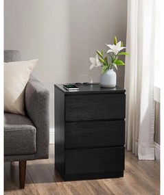 VASAGLE Éjjeliszekrény 2 darabos szett, 2 hálózati aljzattal és 2 USB-porttal, fekete színben