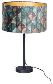 Asztali lámpa fekete bársony lámpabúrával, levélmintás, arany belsővel - Parte