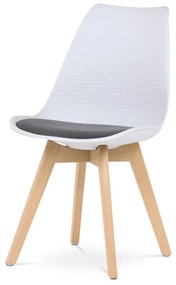Scaun de sufragerie scandinav, cu pernă albă, spătar din plastic cappuccino, CT-X7055