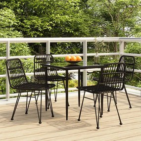 5 részes fekete polyrattan kerti étkezőgarnitúra