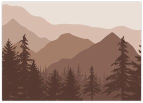 Üveg kép - Barna hegyek N⁰2 (70x50 cm)