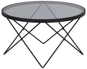 Fekete dohányzóasztal üveg asztallappal ø 80 cm Cuxton – Actona