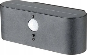 Kültéri LED-es napelemes kerti fali lámpa érzékelővel fekete V-tac