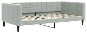 világosszürke kihúzható bársony heverő matraccal 100 x 200 cm