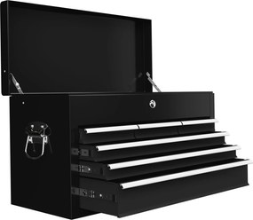 HOMCOM Szerszámtároló, Szerszámdoboz Szerszámok Nélkül, 6 Fiókkal és Zárral, Fekete Acél, 60 x 26 x 34 cm | Aosom