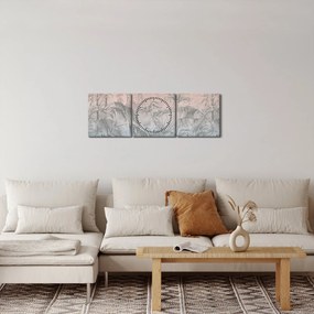 Kép - Trópusi növények a falon (órával) (90x30 cm)
