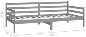 szürke tömör fenyőfa dívány matraccal 90 x 200 cm